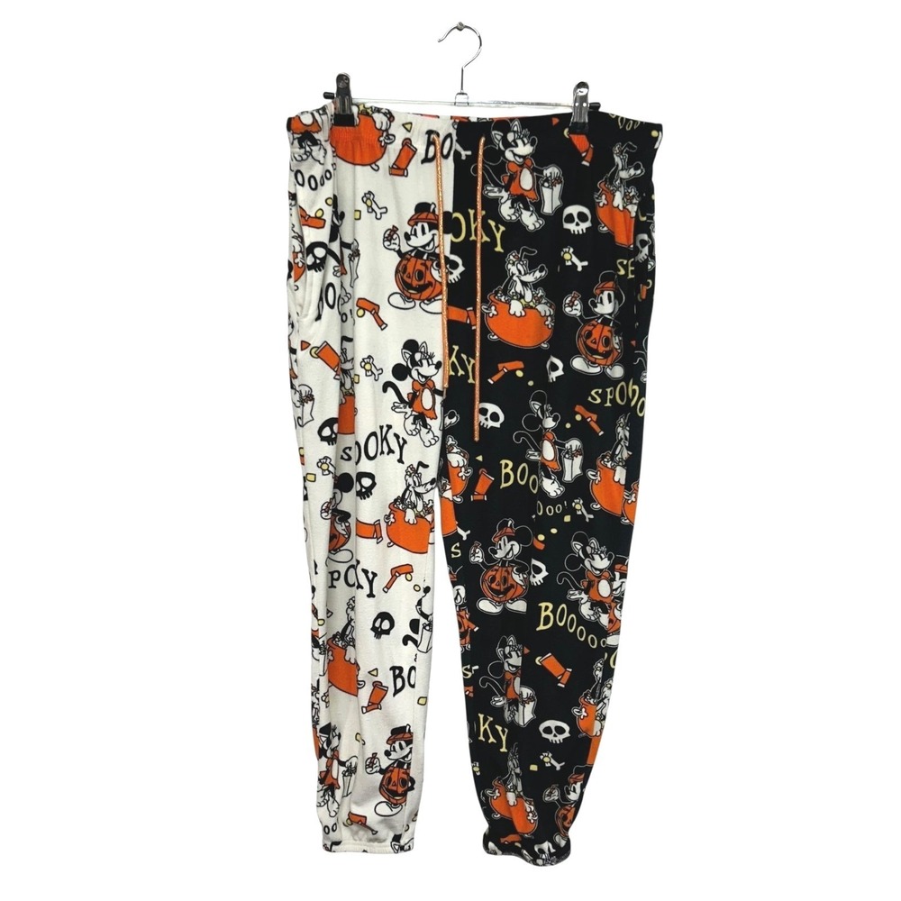 Disney Mickey Minnie Halloween‎ Fleece Pajama Pants L Spooky Cozy Loungewear